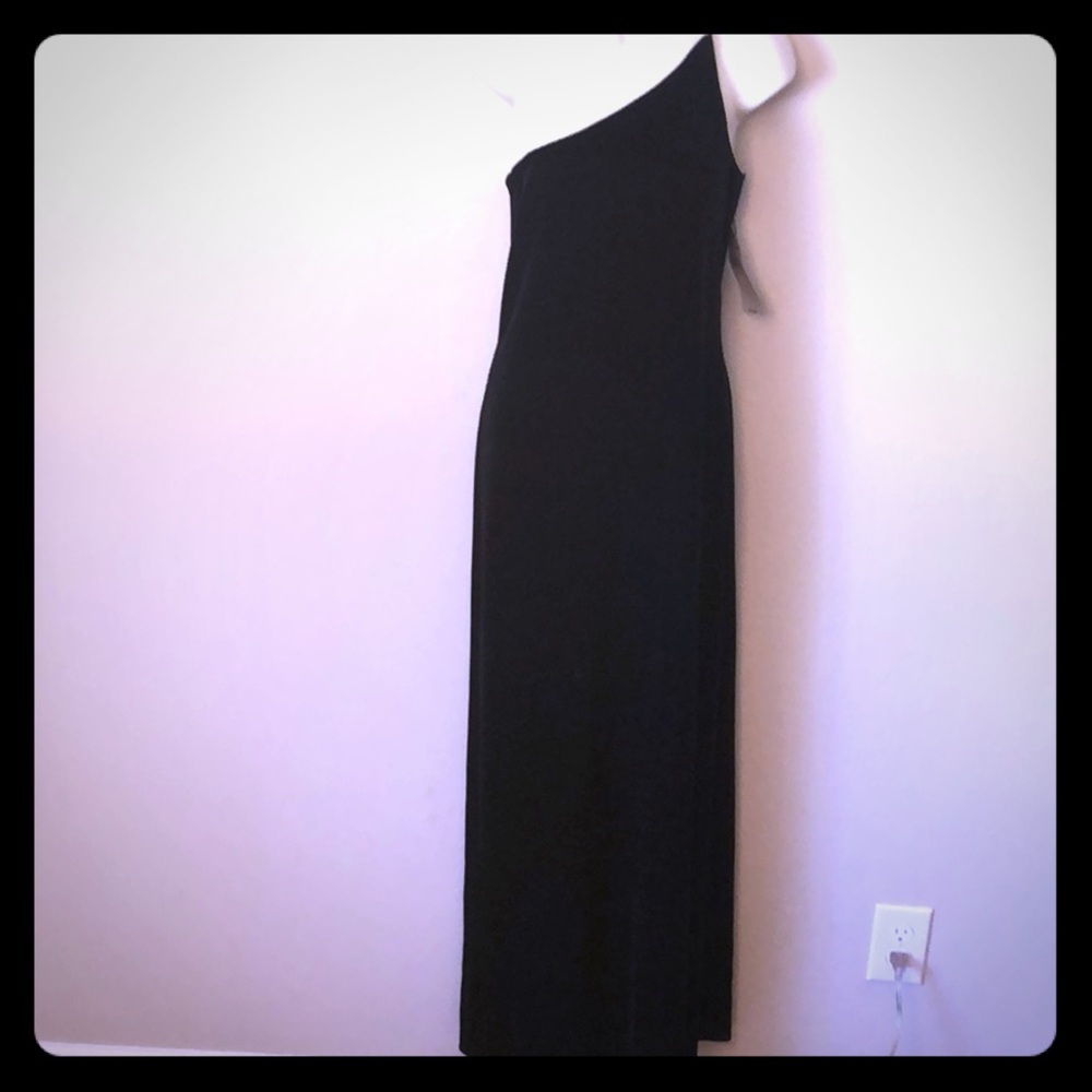 Vintage 90s NWT Black velvet one shoulder dress Size 12